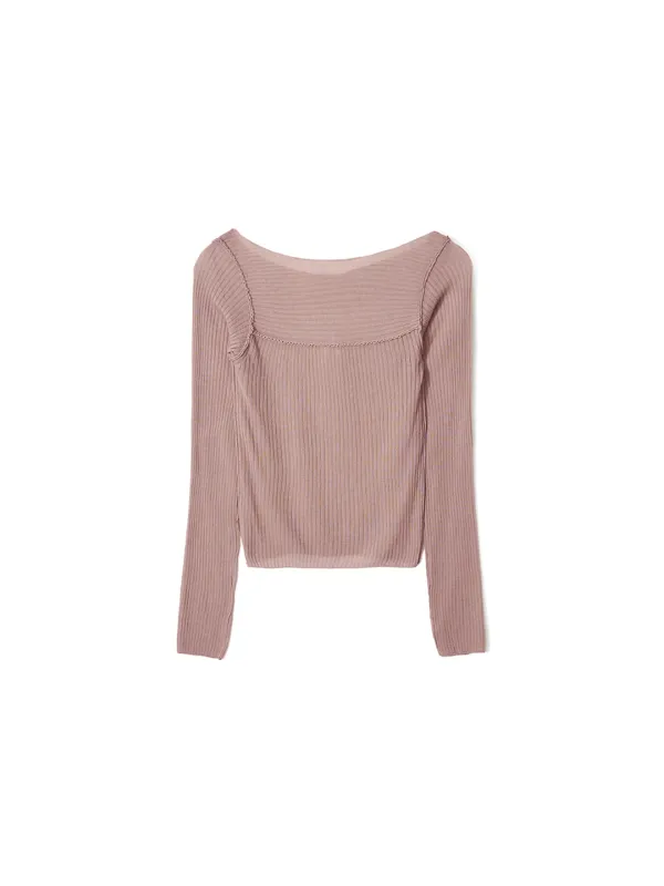 Sheer Boatneck Knit Dusty Pink