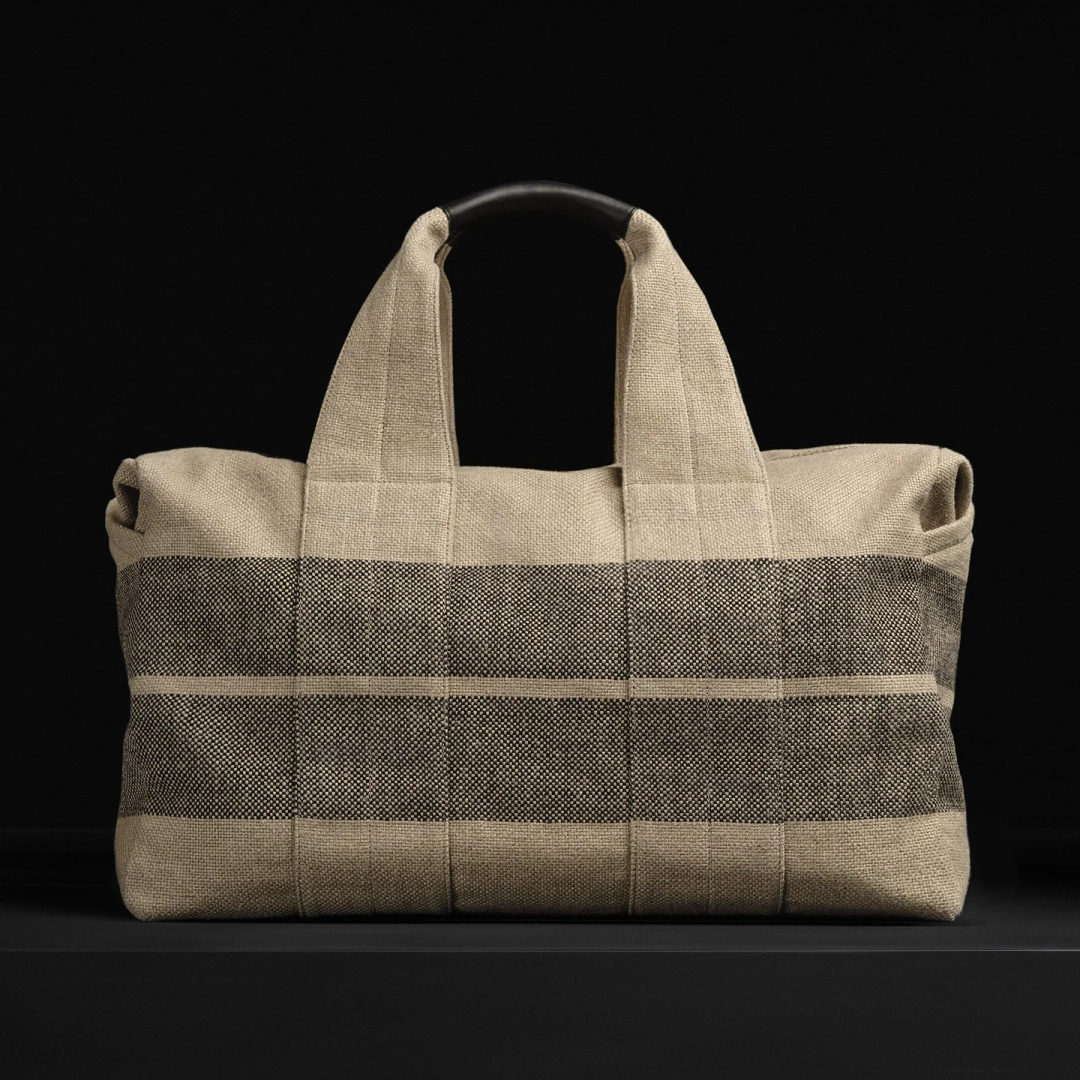 제임스펄스 Montecito Striped Linen Weekend Bag - Beige/Black 상품 이미지 1