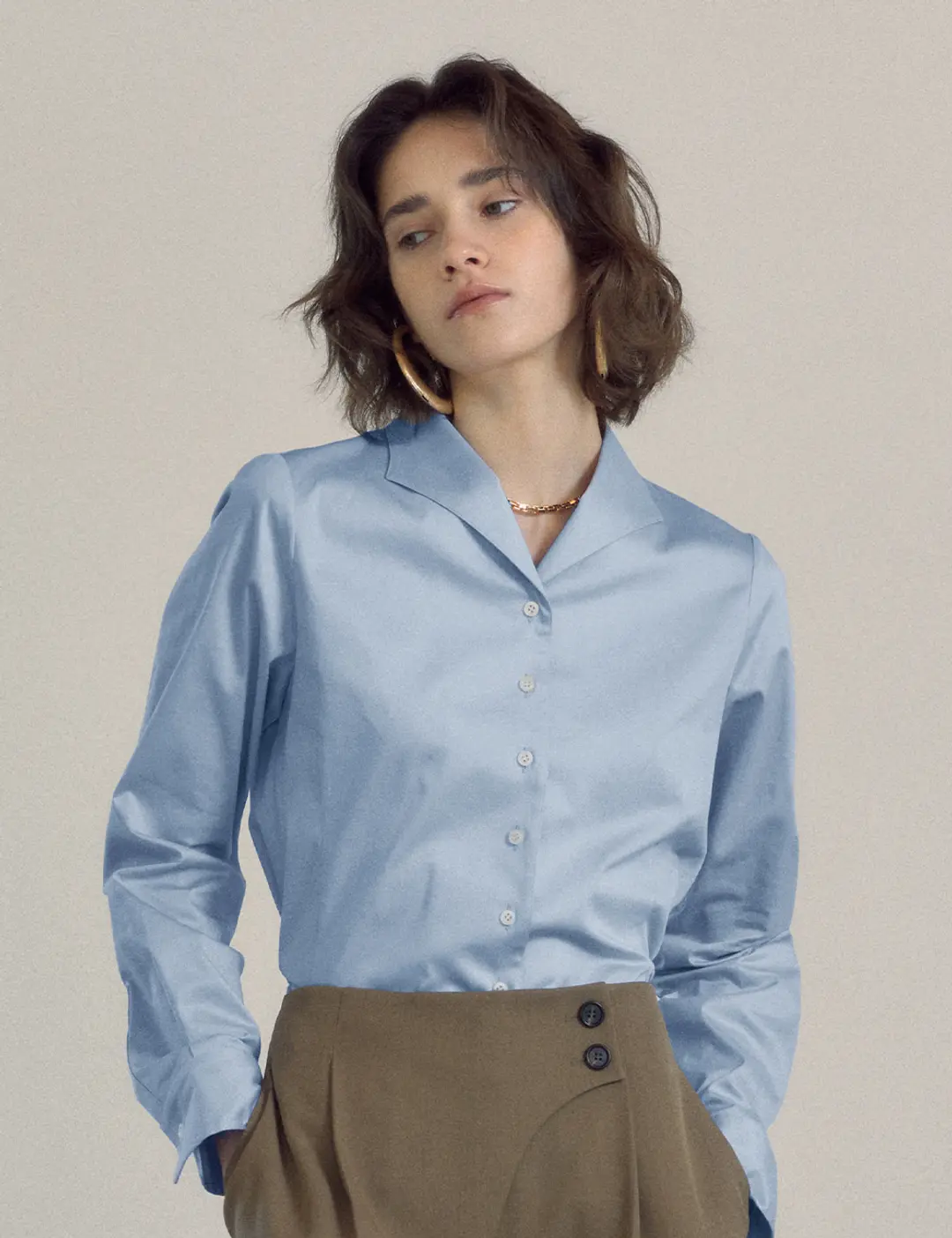 노미나떼 Olivia V Collar Shirt (Skyblue) 상품 이미지 2