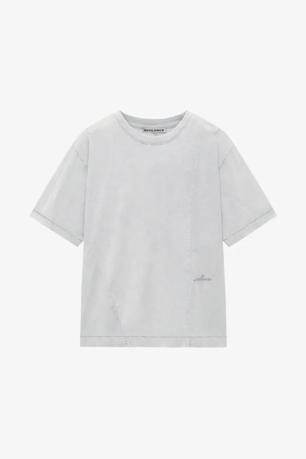 워시드 레터링 티셔츠 LIGHT GREY