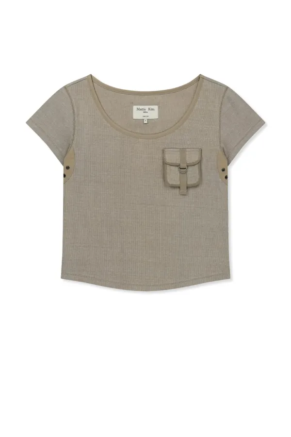 POCKET POINT SLIM FIT TOP IN BEIGE