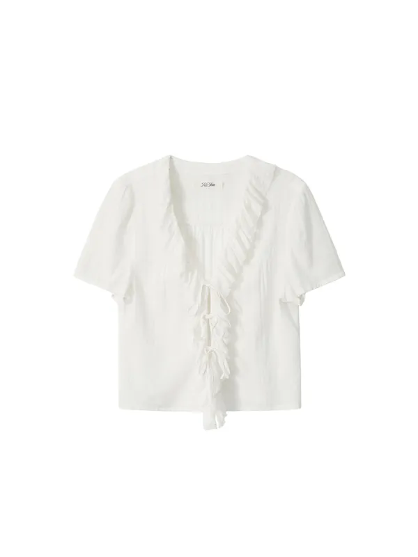 Cotton Ruffle Blouse  Off-White