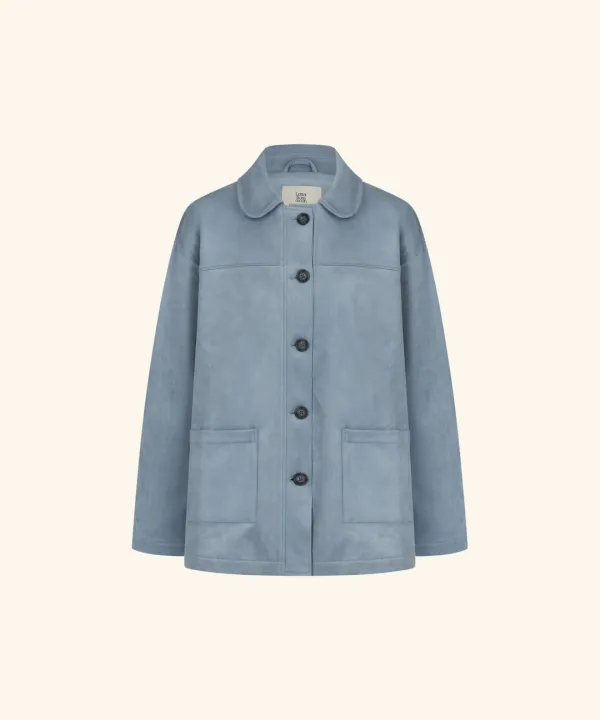 Moren Suede Oversized Jacket (Blue Gray)