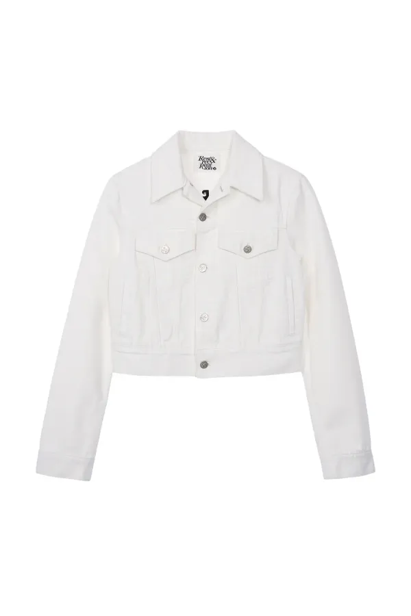 RR CROP DENIM JACKET - WHITE