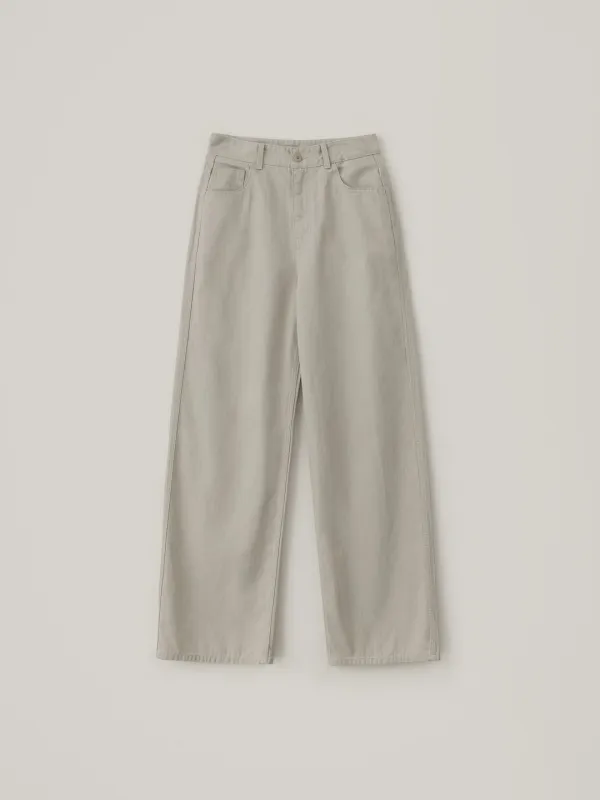 Herringbone Washed Pants - Cream Beige