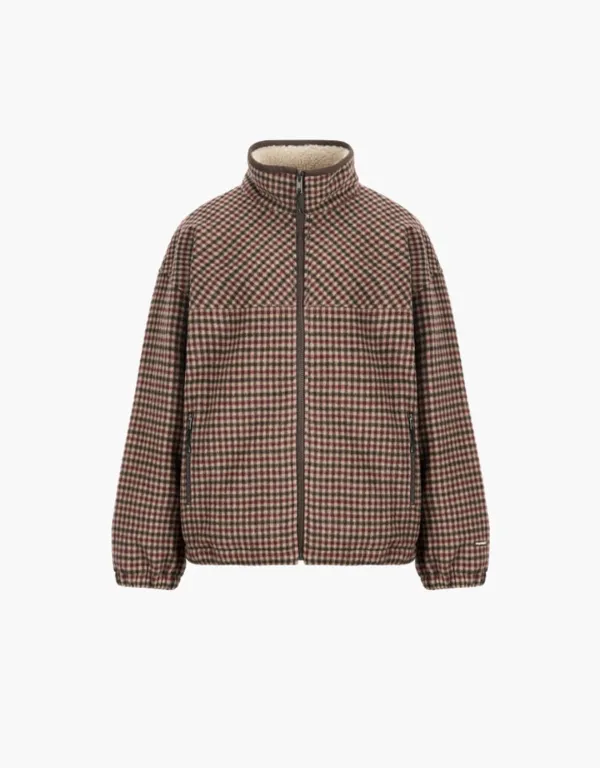 [exclusive]wool check quilted jumper - red