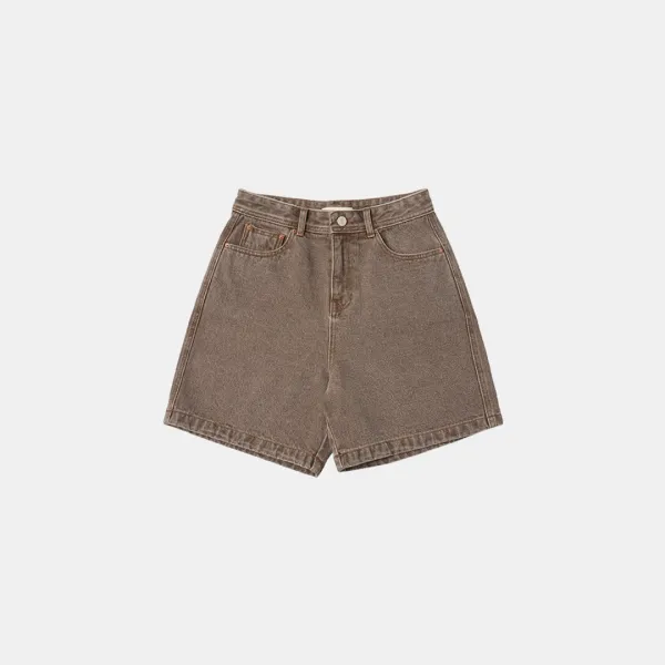 SIJN6095 스트레이트 컬러 데님 쇼츠_Vintage brown