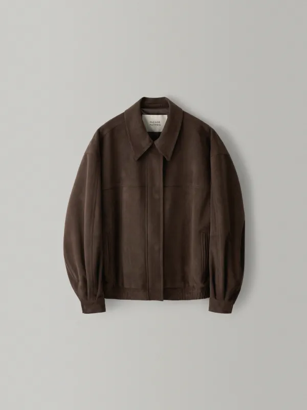 오버핏 스티치 스웨이드 블루종_brown