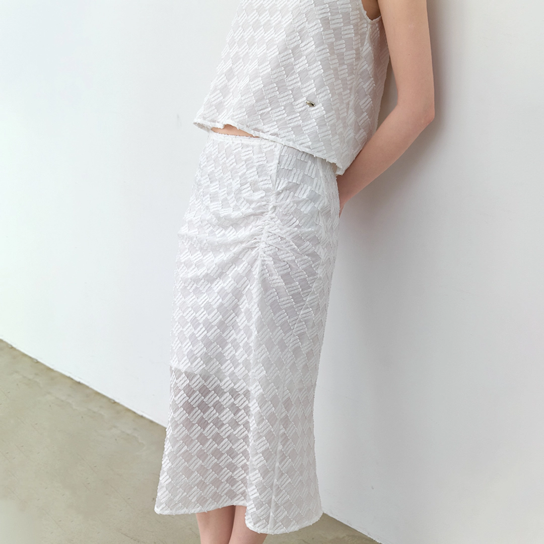아뜰리에 나인 (SK-5112)TEXTURED CHECK SET SHIRRED SKIRT 상품 이미지 2