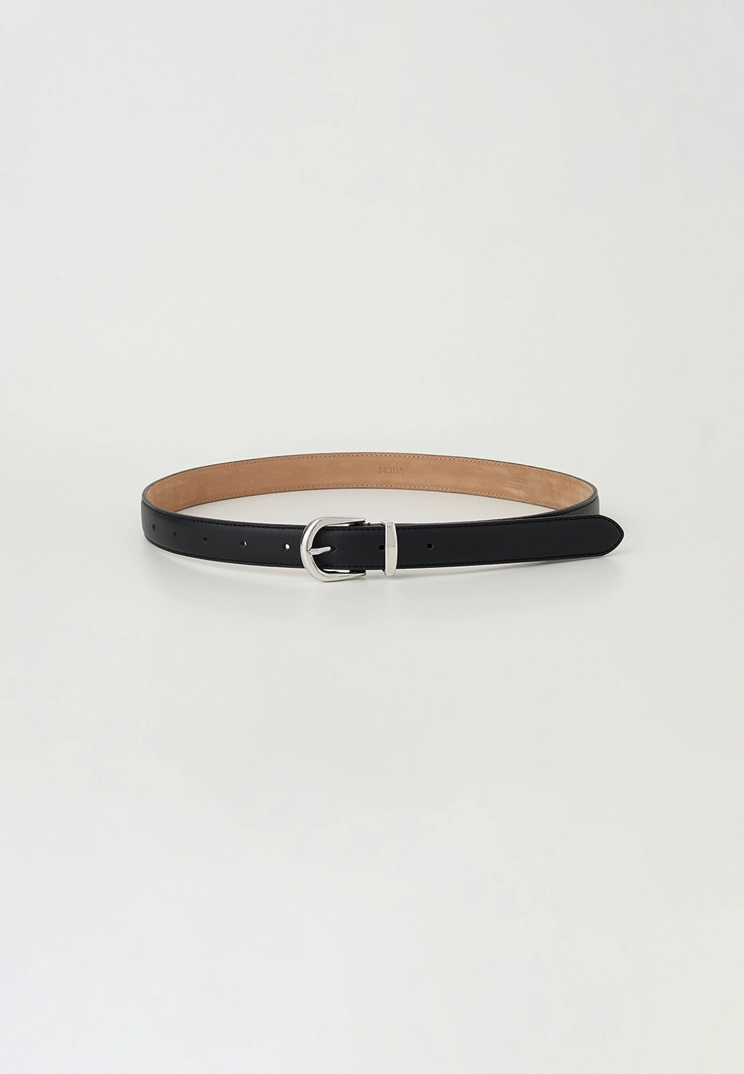 노티아 25MM STICH LEATHER BELT - BLACK/SILVER 상품 이미지 1