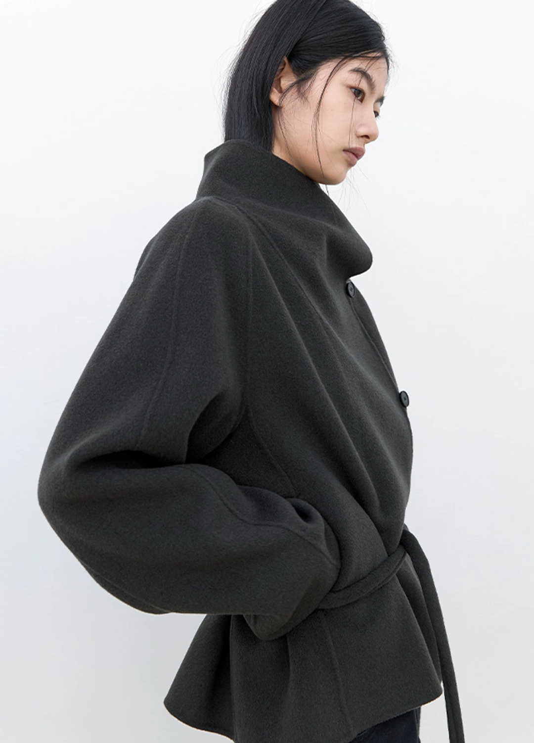 아뜰리에 나인 (CT-1489)HIGH NECK BELTED HALF HANDMADE COAT S 상품 이미지 2