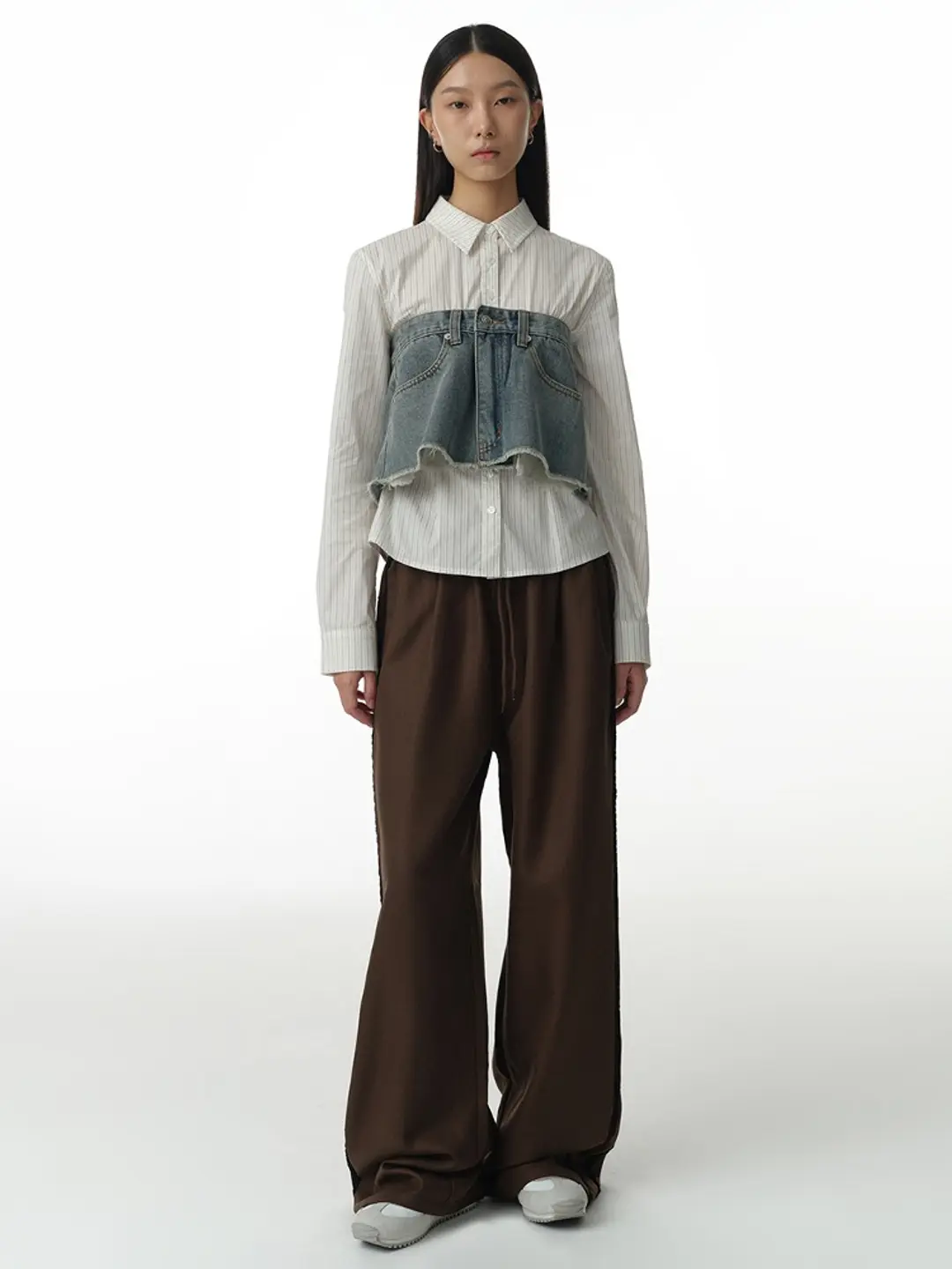 밀로 우먼 Twill Wide Track Pants [Brown] 상품 이미지 2