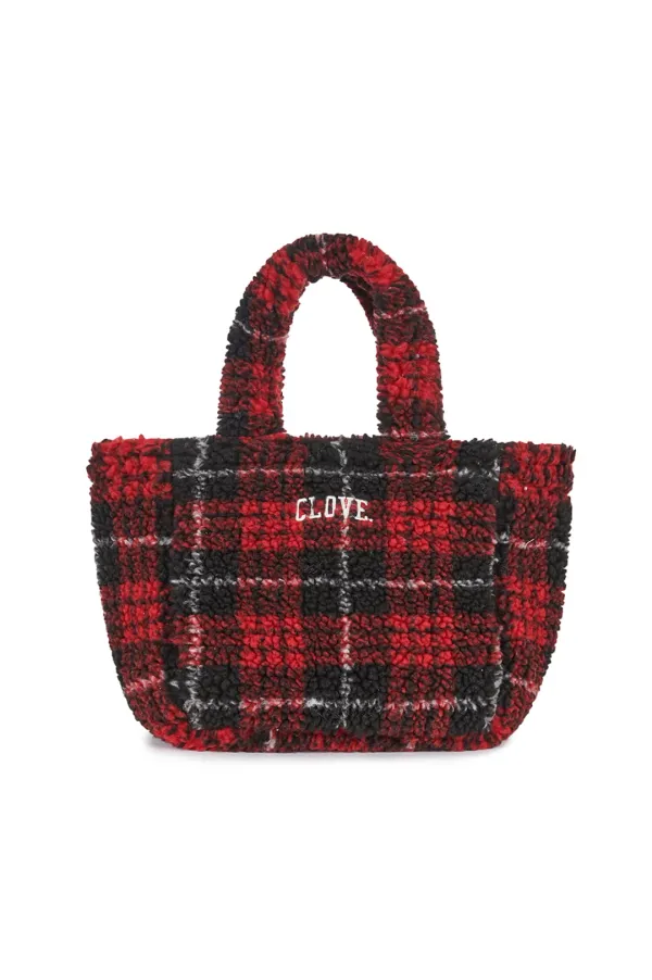 [25FW clove] Check Boa Tote Bag (Red)