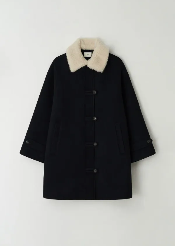 Shearling Collar Coat(Black)