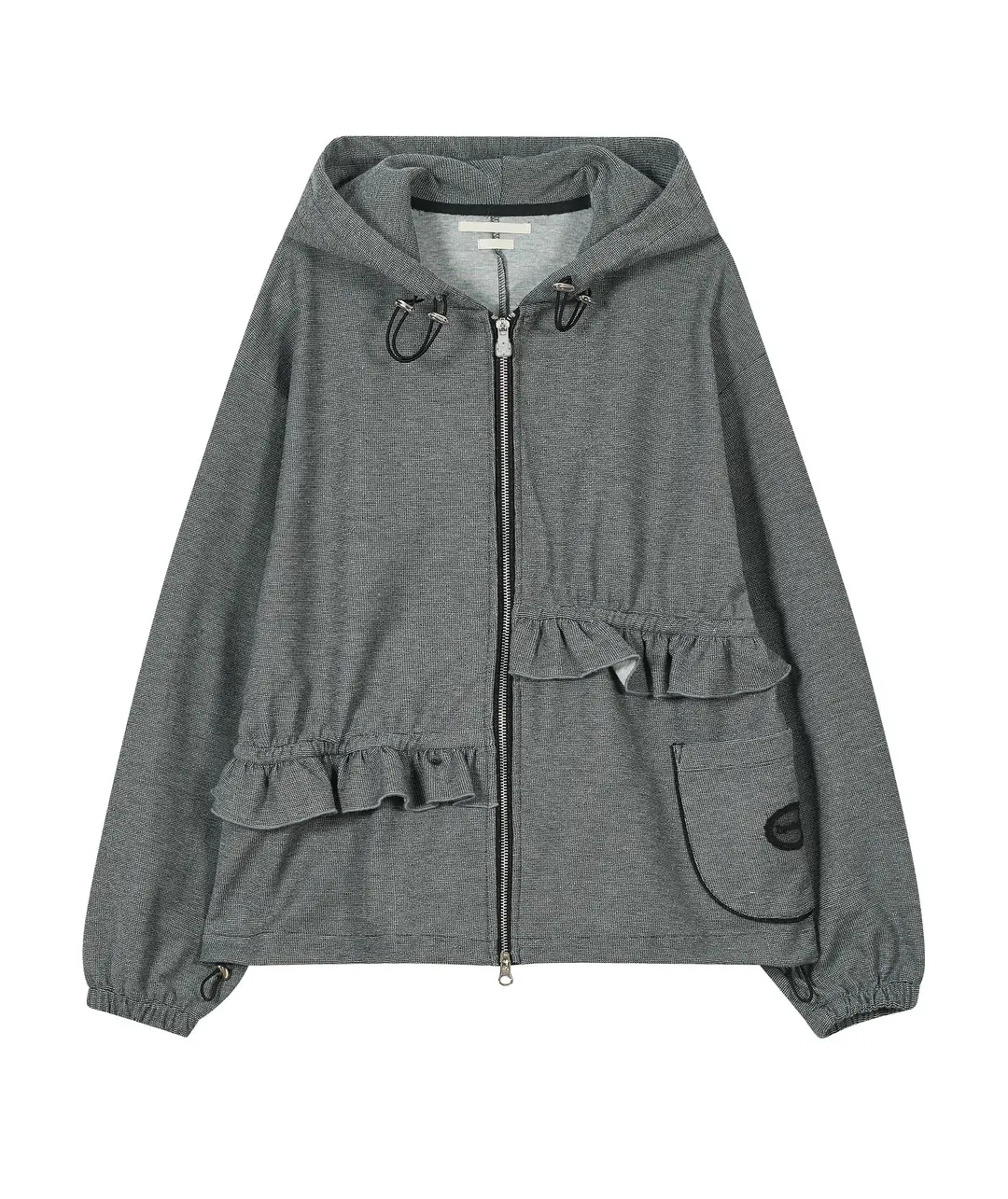 타입서비스 Ruffled Comfy Zip Hoodie [Gray] 상품 이미지 3