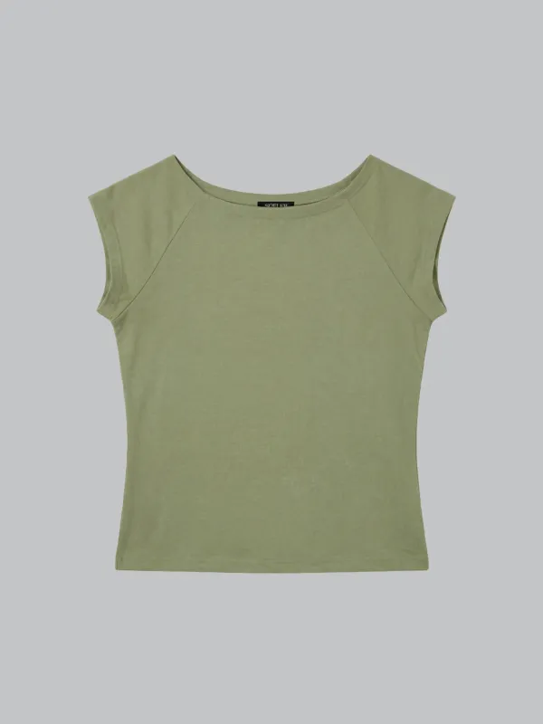 MINA BOAT-NECK RAGLAN T-SHIRT_GREEN