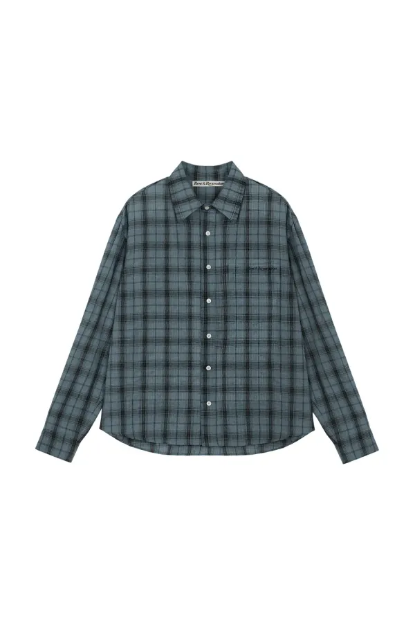 OVERSIZED CHECK SHIRT - BLUE