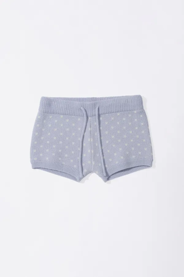 Snowflake Knit Shorts Misty Blue