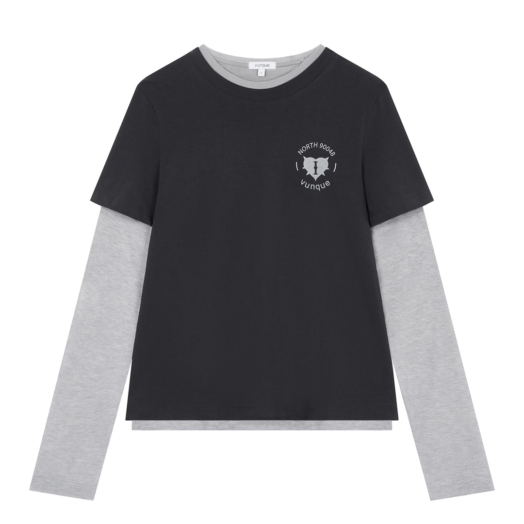 분크 Romantic Goth Layered T-shirt (로맨틱 고스 레이어드 티셔츠) Grey 상품 이미지 1