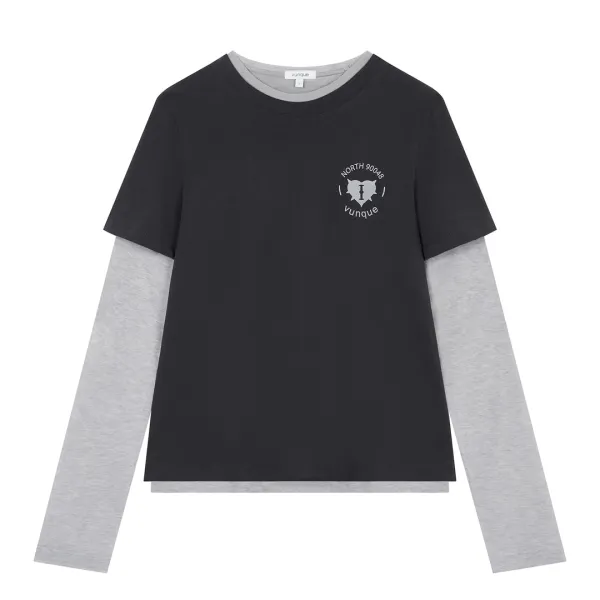 Romantic Goth Layered T-shirt (로맨틱 고스 레이어드 티셔츠) Grey