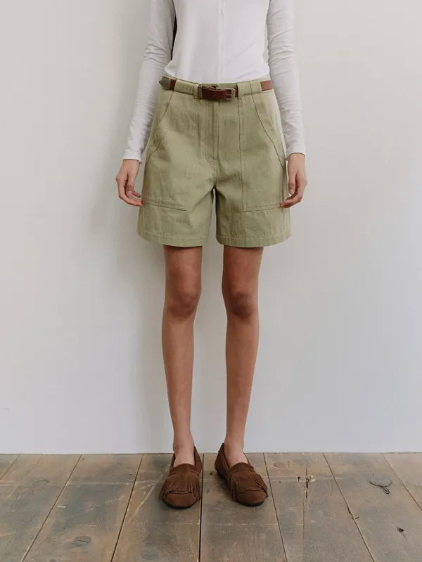 [ 예약배송 M, L : 6/11 ] TIS CLASSIC COTTON SHORT PANTS_KHAKI