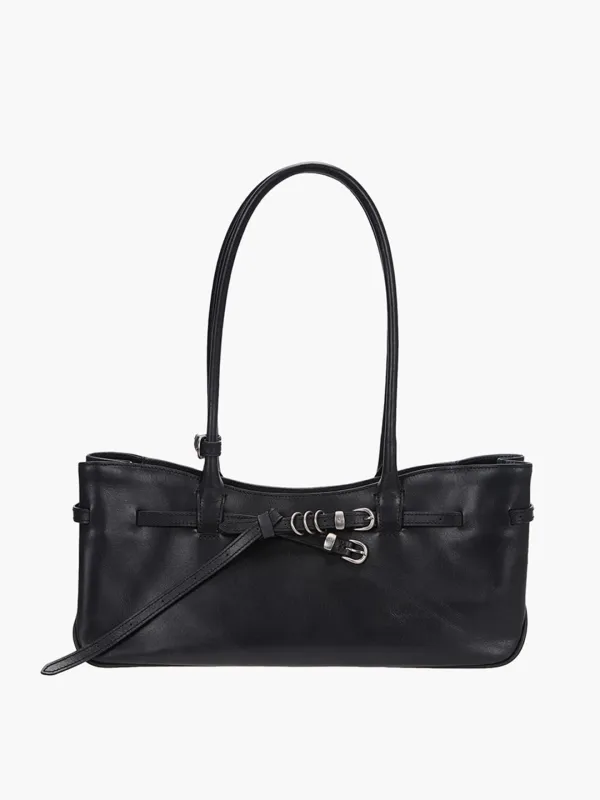 GRANDMA USED SHOULDER BAG_black pull-up