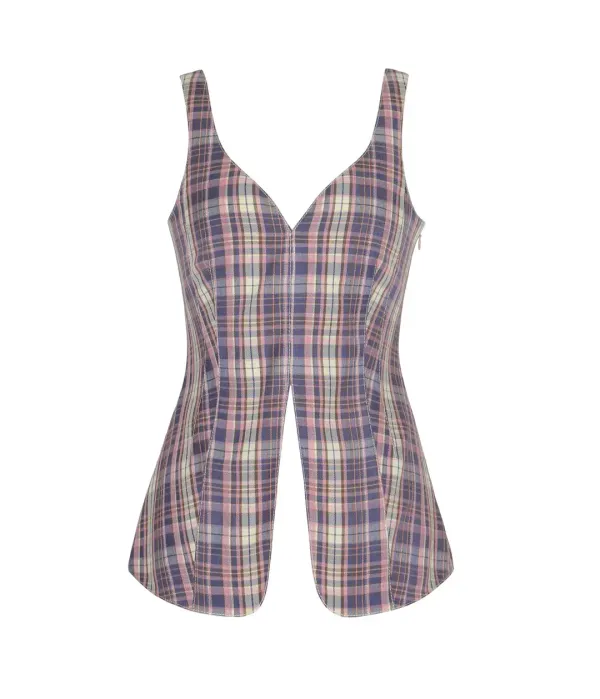 NEUL PASTEL CHECK TOP