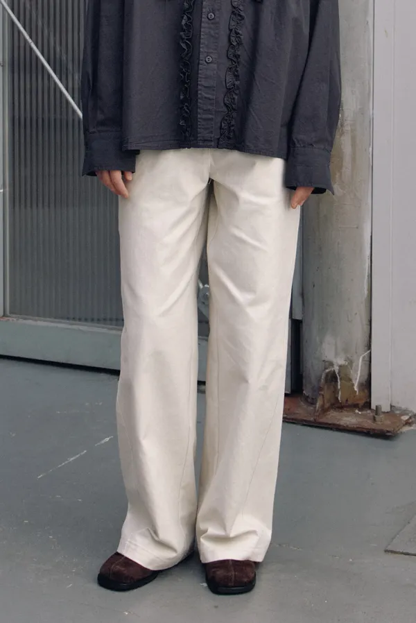 curve cotton pants - cream - BRENDA BRENDEN