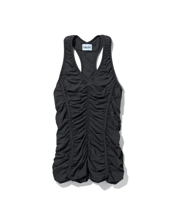 RUCHED HALTER SLEEVELESS TOP_NAVY