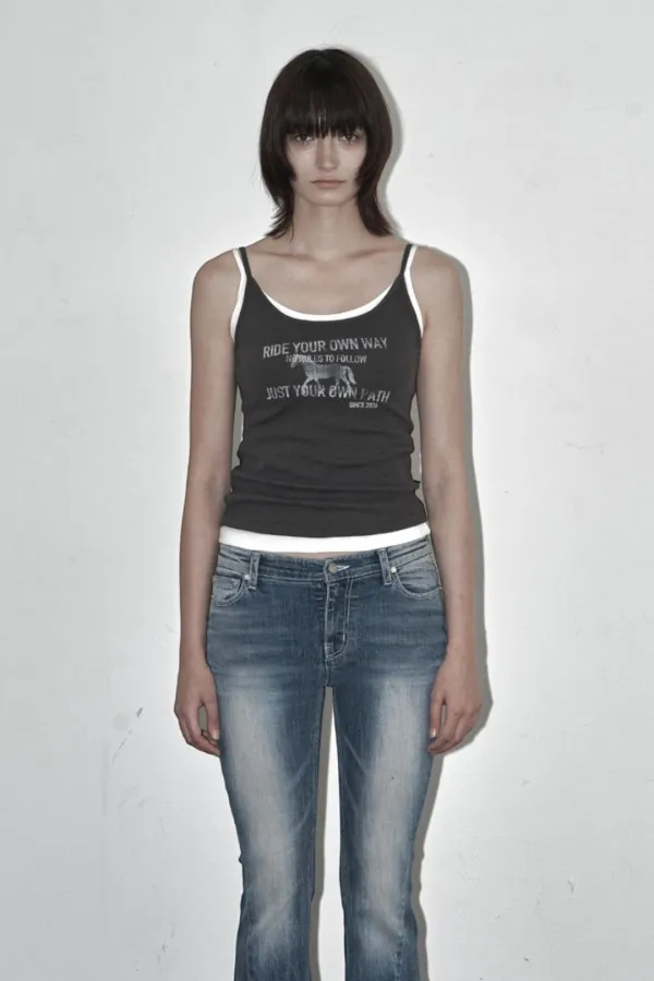 RIDE SLEEVELESS TOP KHAKI CHARCOAL