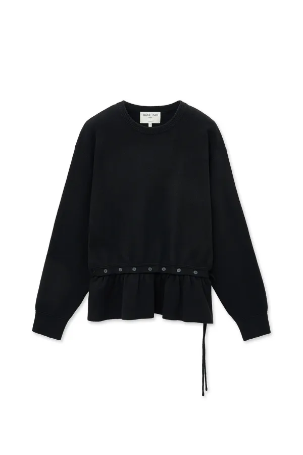 DETACHABLE SKIRT KNIT PULLOVER IN BLACK