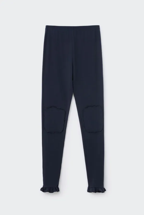 PATCHED RUFFLE TRIM LEGGINGS (NAVY)