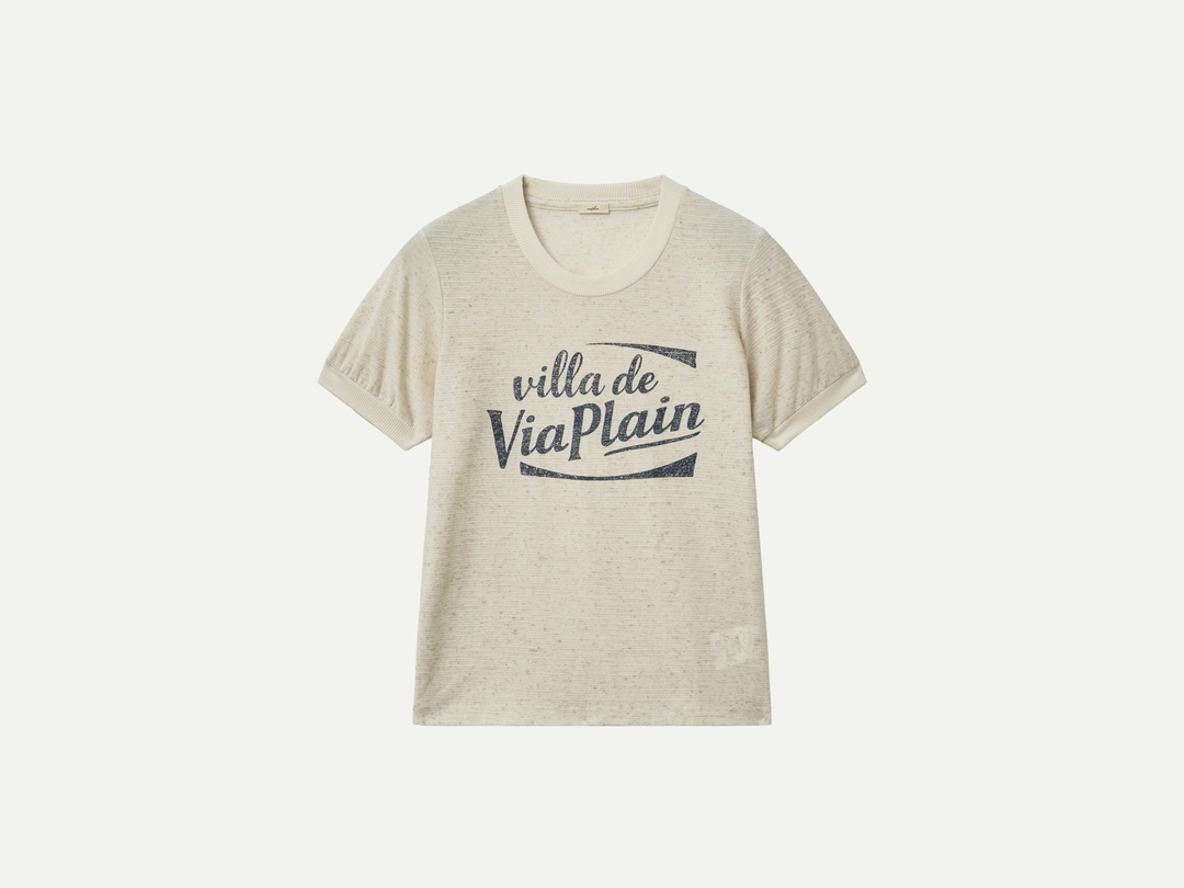 비아플레인 Via Logo stripe T-shirts (Ivory stripe) 상품 이미지 1