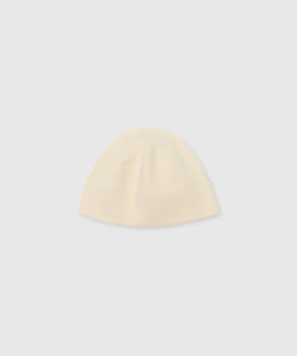 Plain knit beanie (Ivory)