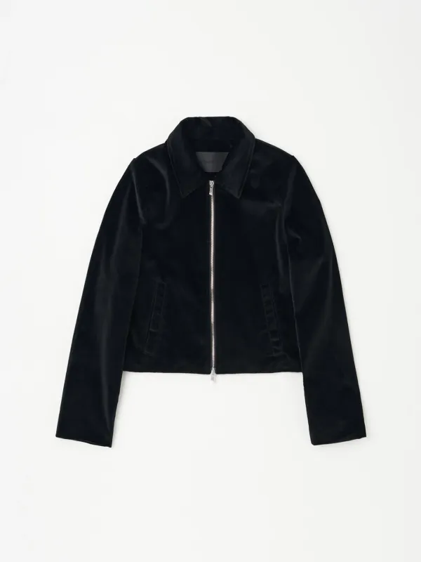 VELVET SHORT JACKET IN BLACK