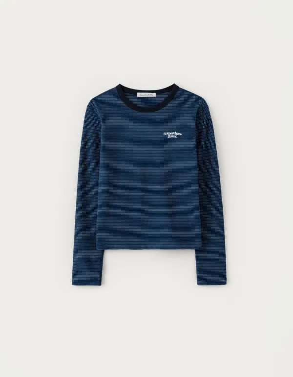 Warm Logo Stripe Top - Navy