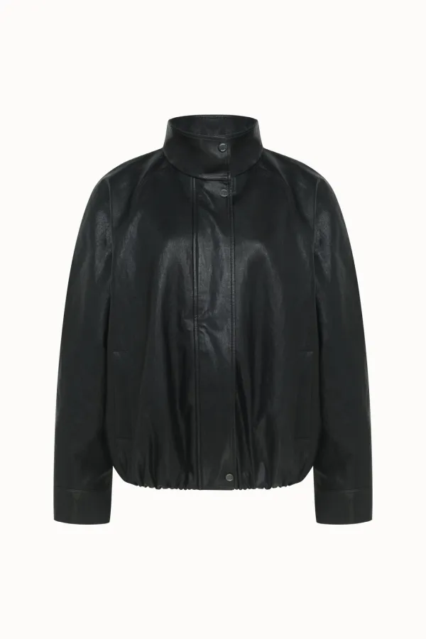 High-neck Leather Jumper[LMBEAUJK105]-Black