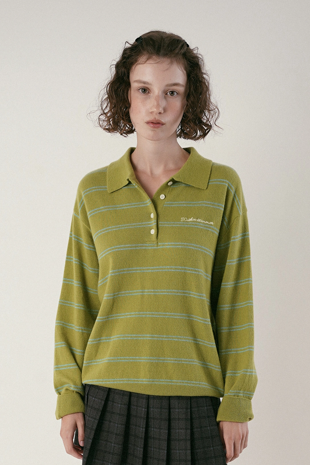위드아웃썸머 Cozit stripe knit_olive 상품 이미지 2