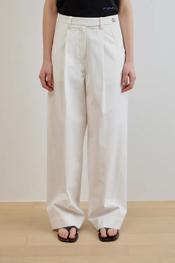 sia curved cotton pants_white