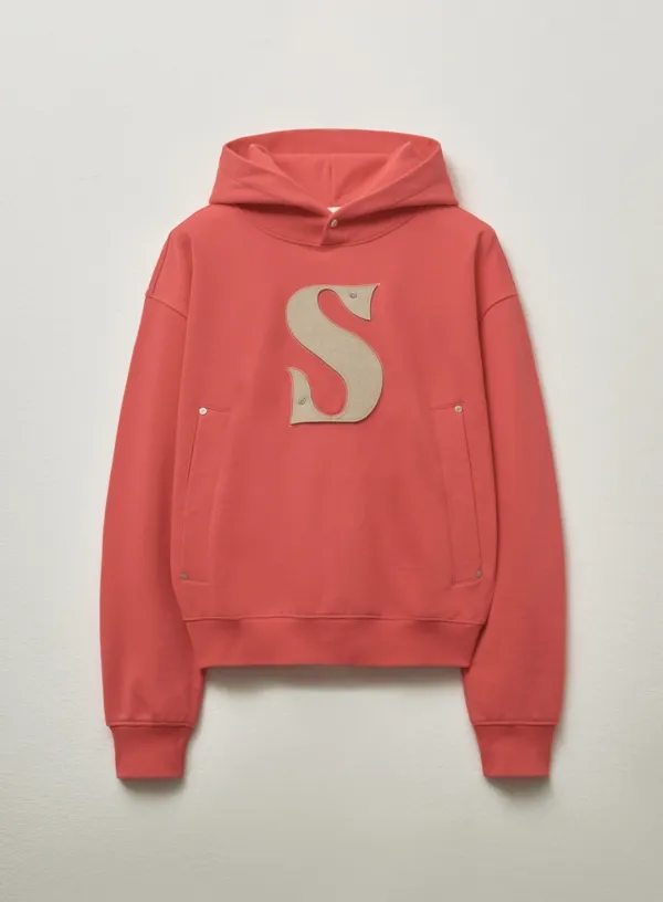 Rivet Applique Pocket Logo Hoodie - Pink