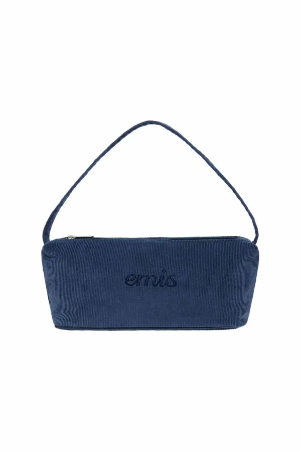 CORDUROY DAILY LONG HOBO BAG-NAVY