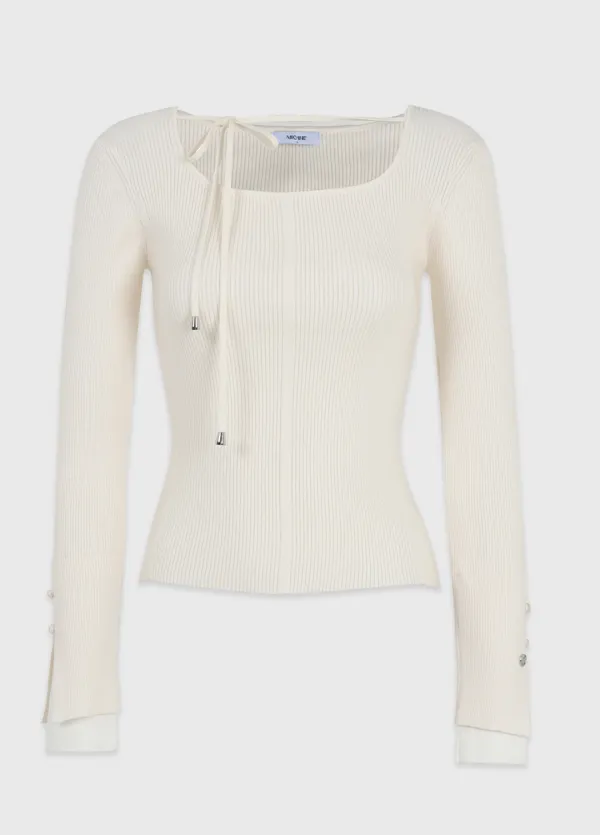  [44-120]  Cora Layered Knit  코라 레이어드 니트 (가을-데이트룩-하객룩-격식룩-오피스룩-출근룩-스퀘어넥-스트랩-골지니트-니트티-레이어드-자체제작) 