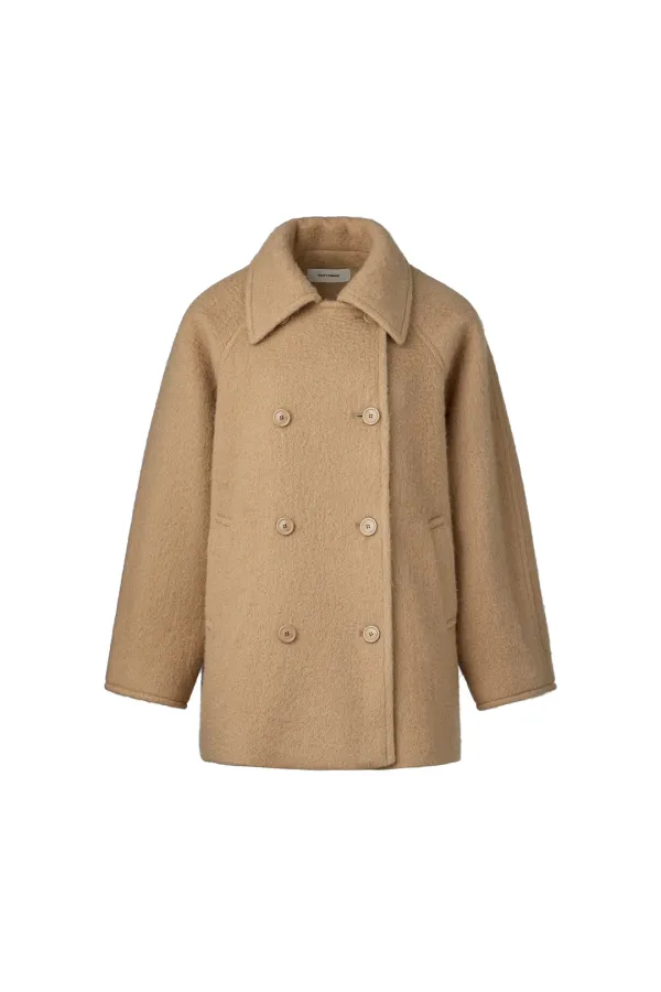 HAIRY DOUBLE HALF COAT [BEIGE]