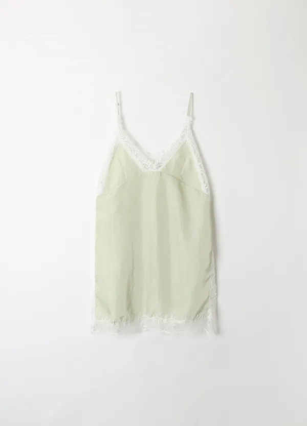Silky Lace Layered Slip Top - Sage Mint