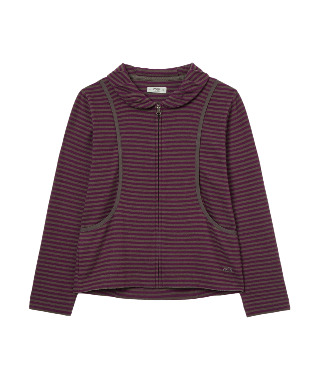 에이이에이이 SHAWL COLLAR STRIPE ZIP UP [PURPLE] 상품 이미지 1