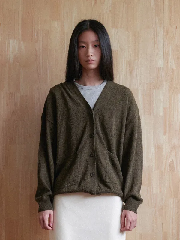 [26FW] Pocket Knit Cardigan - Khaki