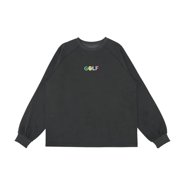 Long Sleeve Embroidery T-shirt (fuzzy charcoal)