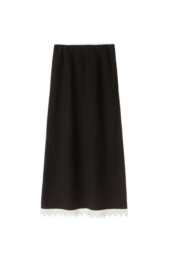 STRIPED MAXI SKIRT / BLACK
