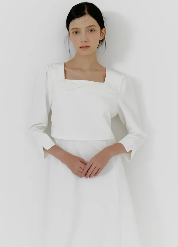[44-120]  [CEREMONY] Ruonie Twist Long Dress  루오니 트위스트 롱 드레스 (가을-봄-하객룩-격식룩-데이트룩-피로연-2부드레스-브라이덜샤워-롱드레스-스퀘어넥-투인원-A라인-결혼식-자체제작)