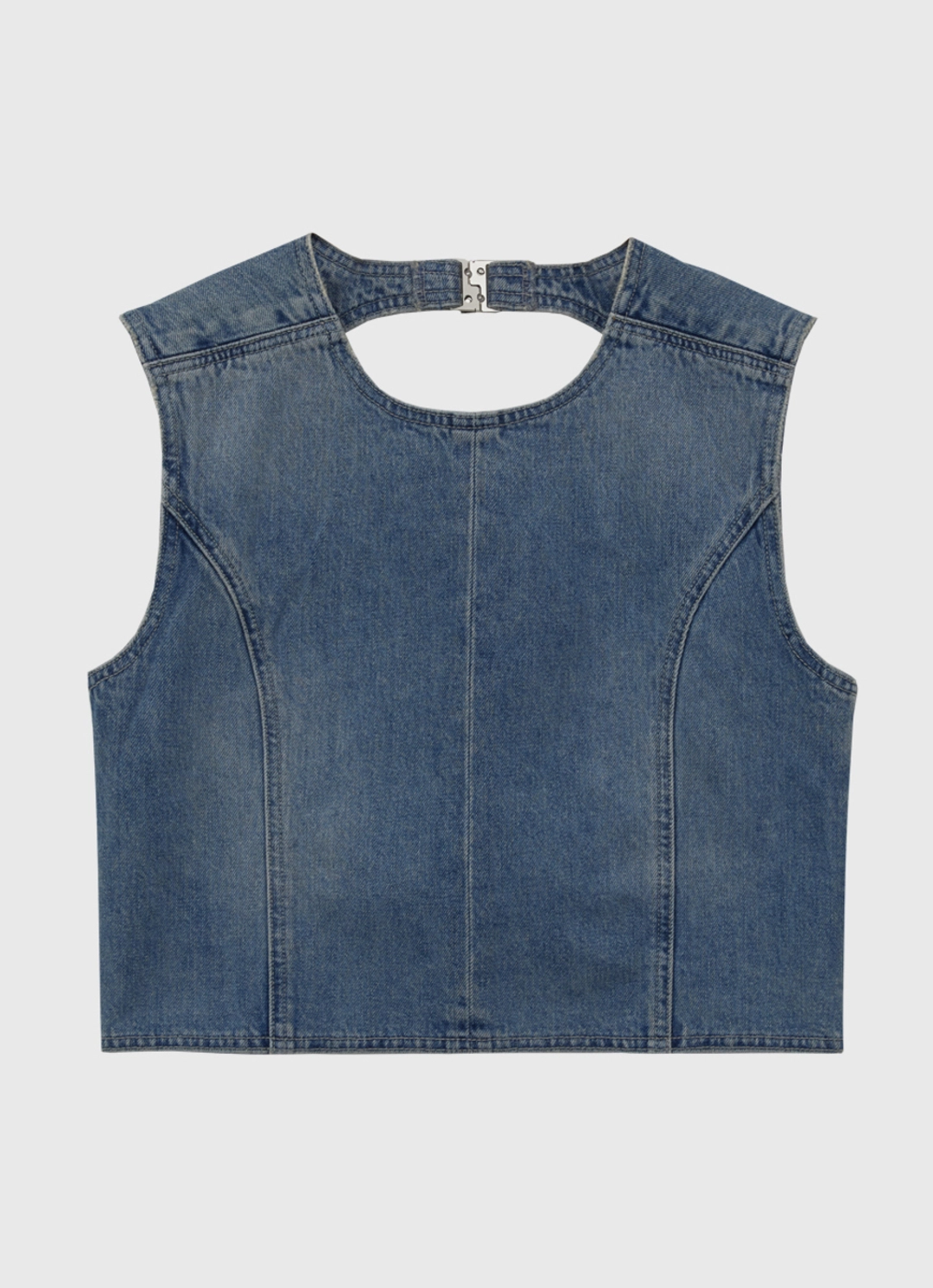 퀸스래빗 Backless Snap Button Denim Vest_BLUE 상품 이미지 3